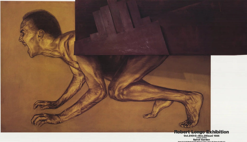 Robert Longo lithograph titled "Now is a Creature The Fly" from 1986, showing detailed artwork of a creature-inspired figure.