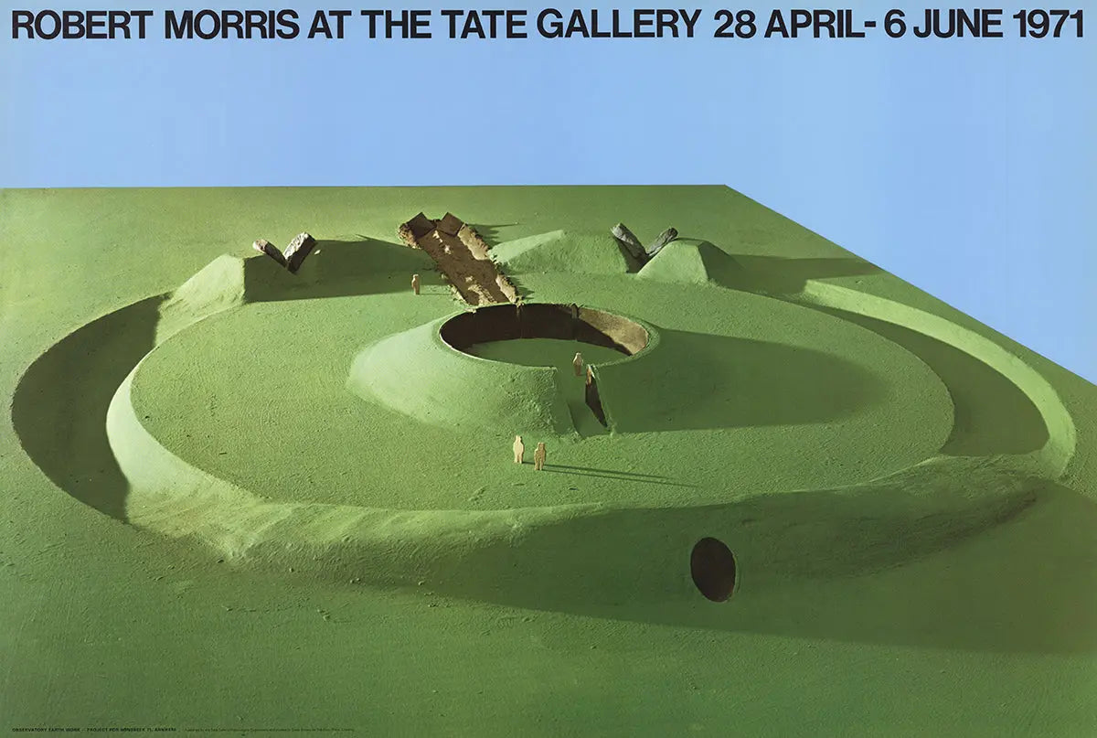 Robert Morris Observatory Earthwork 1971 Tate Gallery exhibition poster featuring abstract earthwork artwork by Robert Morris.