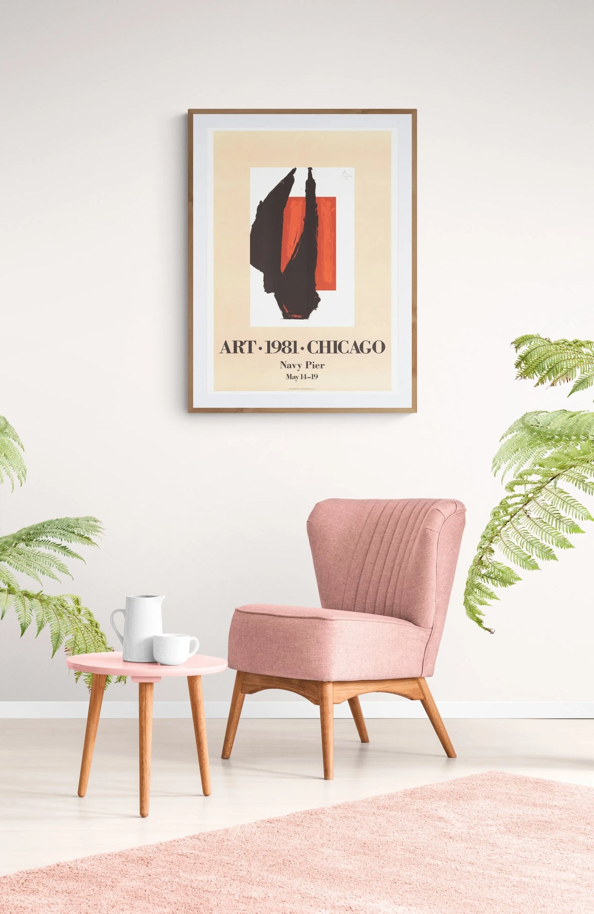 Original Robert Motherwell Chicago 1981 lithograph poster featuring abstract black and white artwork from the exhibition.