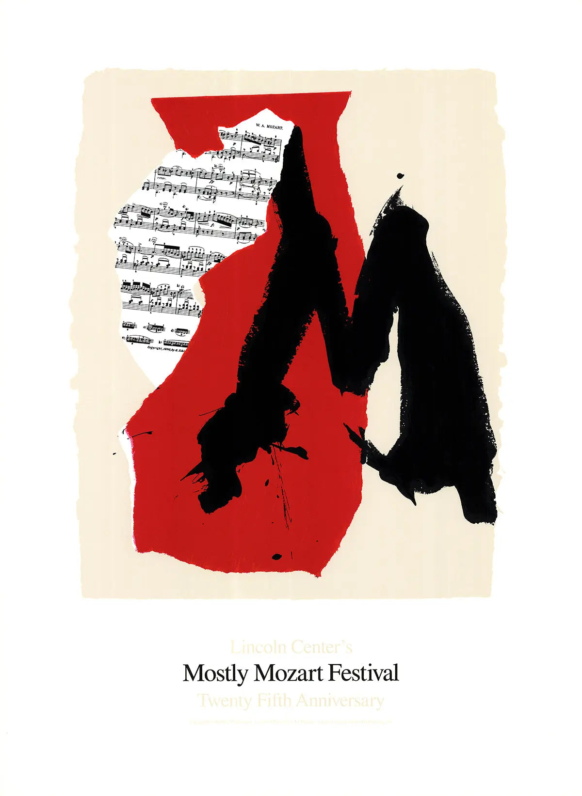 Original Robert Motherwell Mostly Mozart Festival 1991 serigraph art print showcasing abstract black and white design.