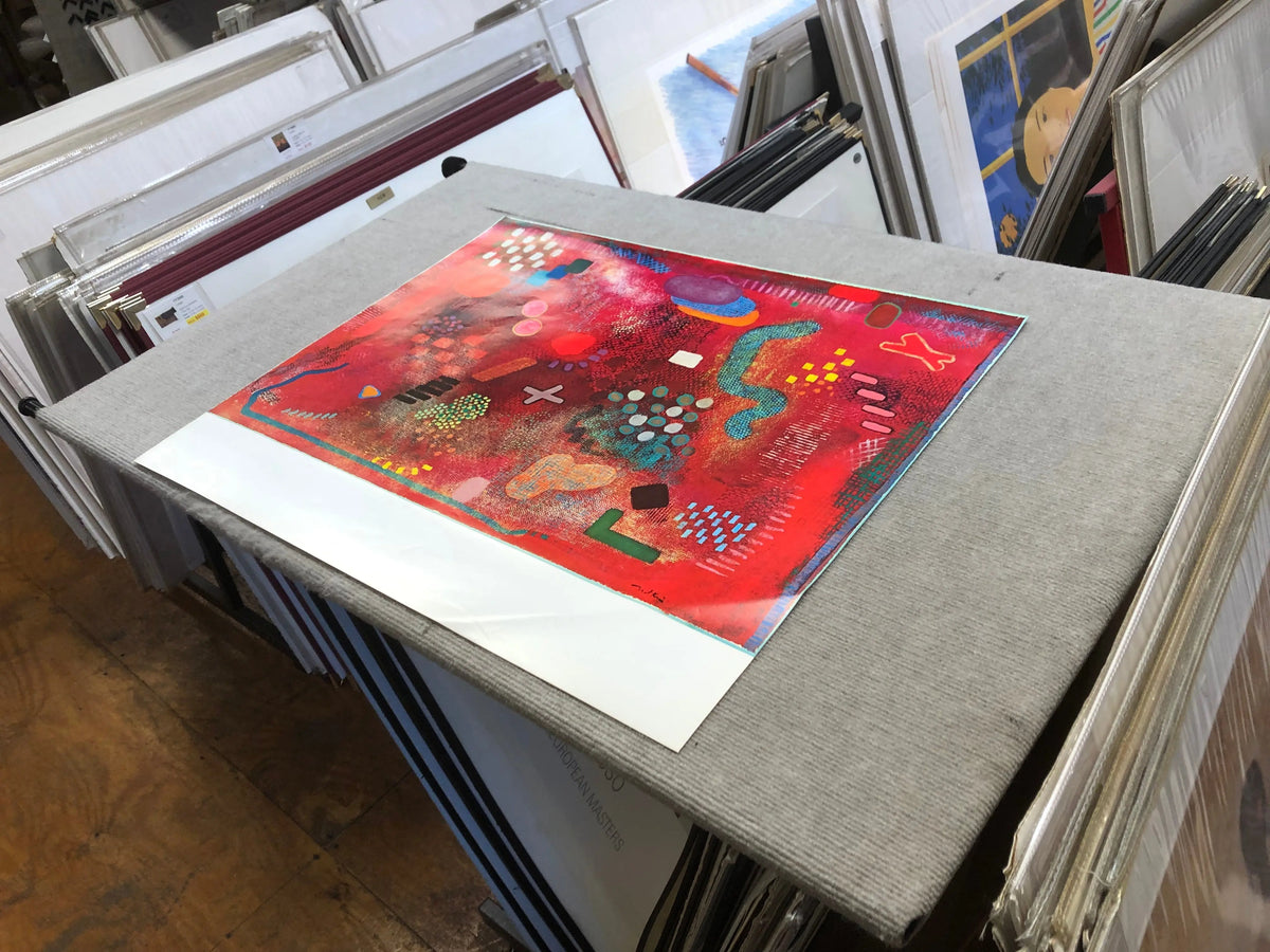 Colorful abstract lithograph exhibition poster by Robert Natkin featuring vibrant, expressive artwork with bold brushstrokes.