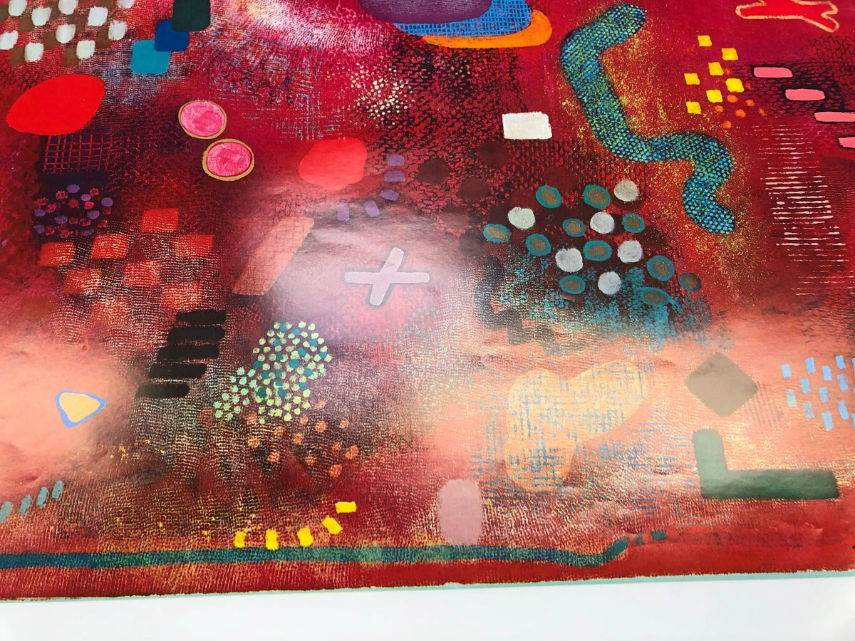 Colorful abstract lithograph by Robert Natkin on untitled exhibition poster, showcasing vibrant shapes and modern art design.