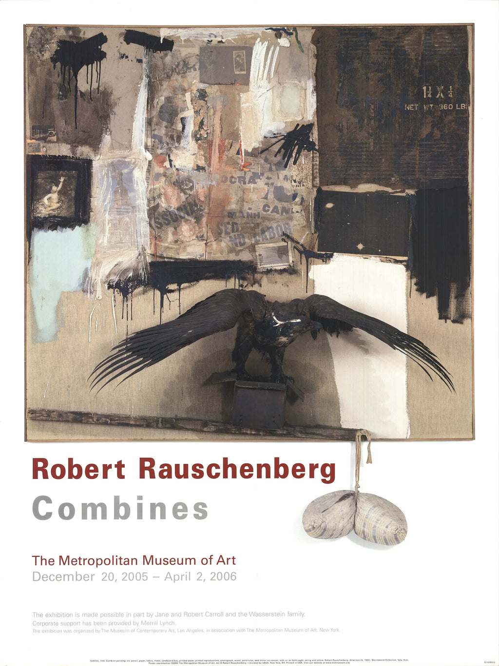 Offset lithograph poster of Robert Rauschenberg's Canyon 2005 exhibition at the Metropolitan Museum, featuring abstract artwork.