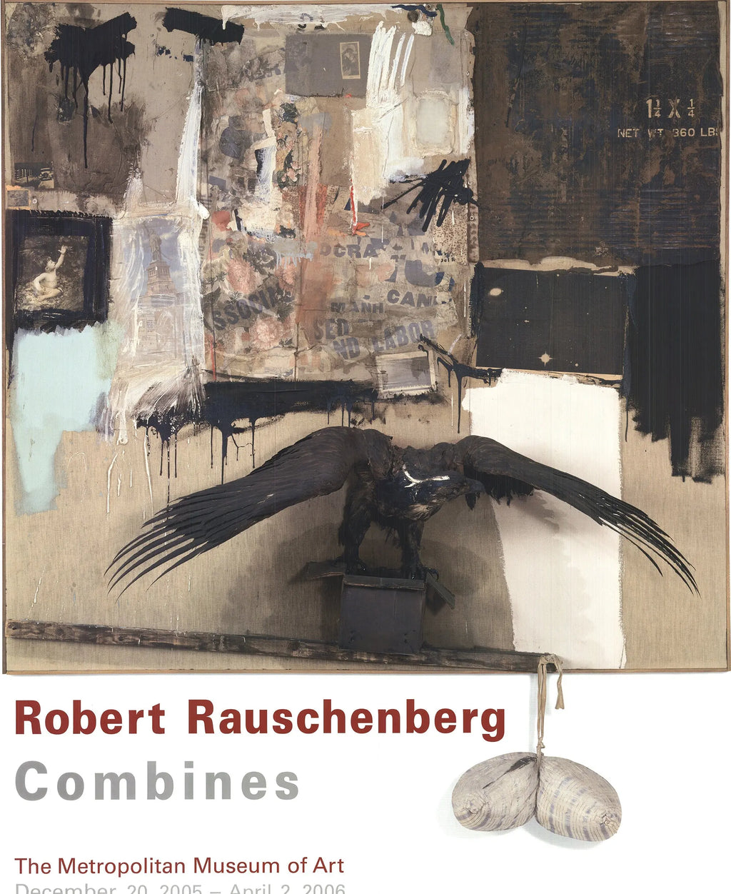 Offset lithograph poster of Robert Rauschenberg's Canyon artwork from the 2005 Metropolitan Museum exhibition, featuring vibrant abstract scenes.
