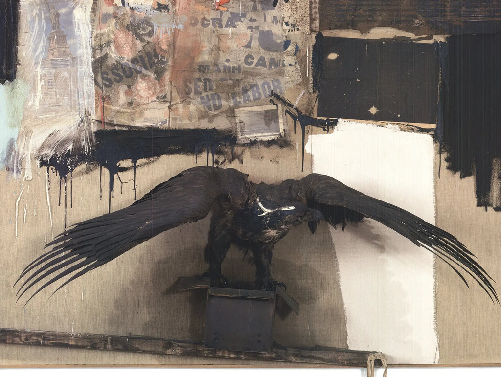 Offset lithograph poster of Robert Rauschenberg's Canyon artwork from the 2005 Metropolitan Museum exhibition.