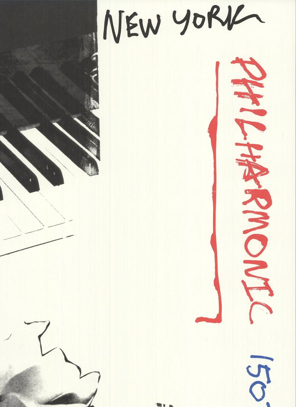 Robert Rauschenberg New York Philharmonic 150th Anniversary lithograph poster featuring abstract artwork and vibrant colors.