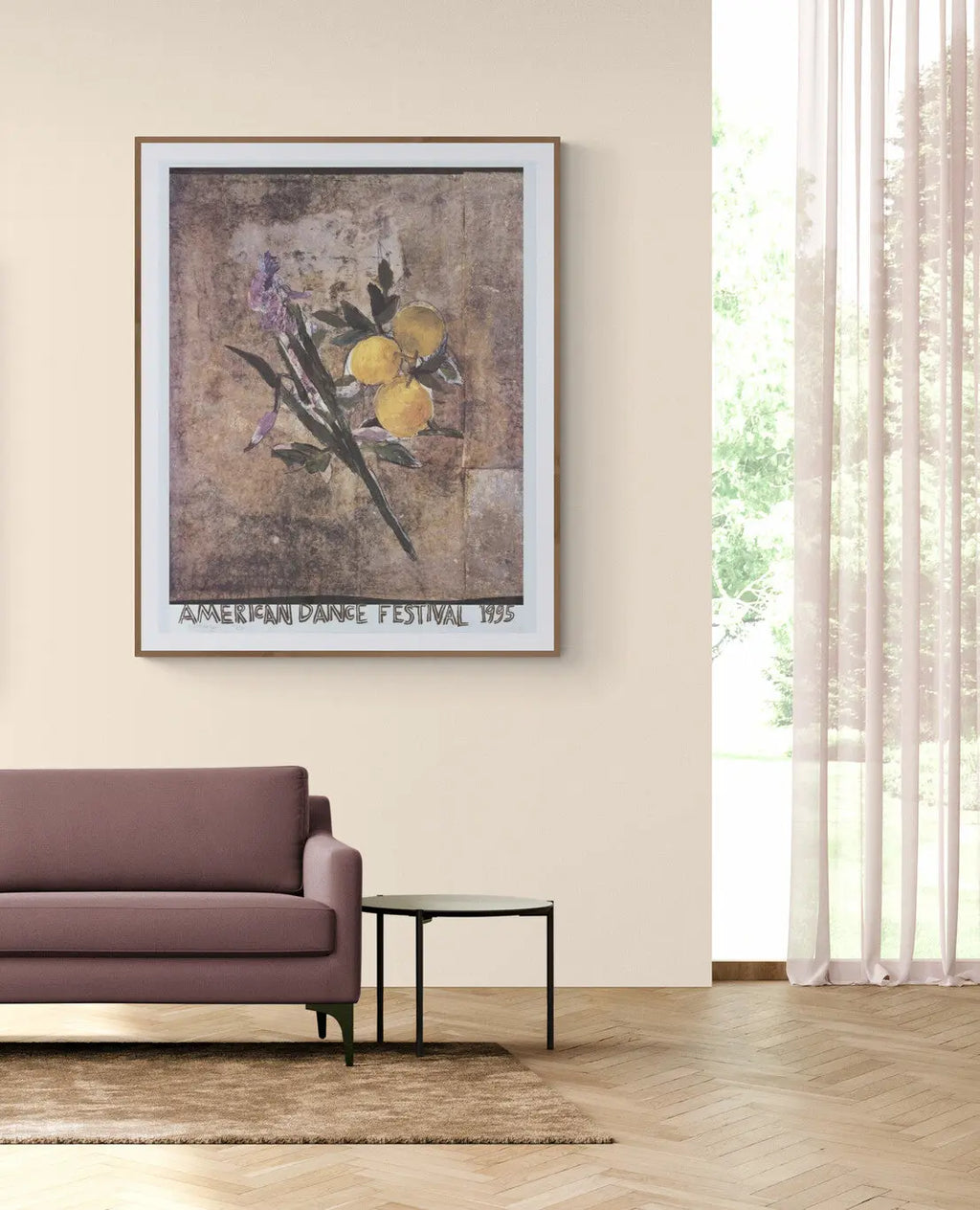 Signed mixed media poster by Roberto Juarez for the 1995 American Dance Festival featuring vibrant abstract artwork.