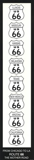 Rod Kennedy Route 66 vintage style offset lithograph art poster featuring classic American road scene and retro design.