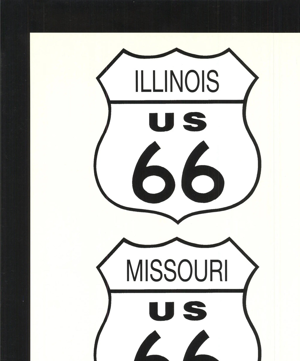 Rod Kennedy Route 66 vintage style offset lithograph art poster showcasing classic Americana travel imagery.