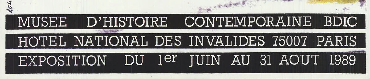 Vintage exhibition poster featuring Roman Cieslewicz's artwork celebrating the French Revolution 1789-1989, with bold graphic design.