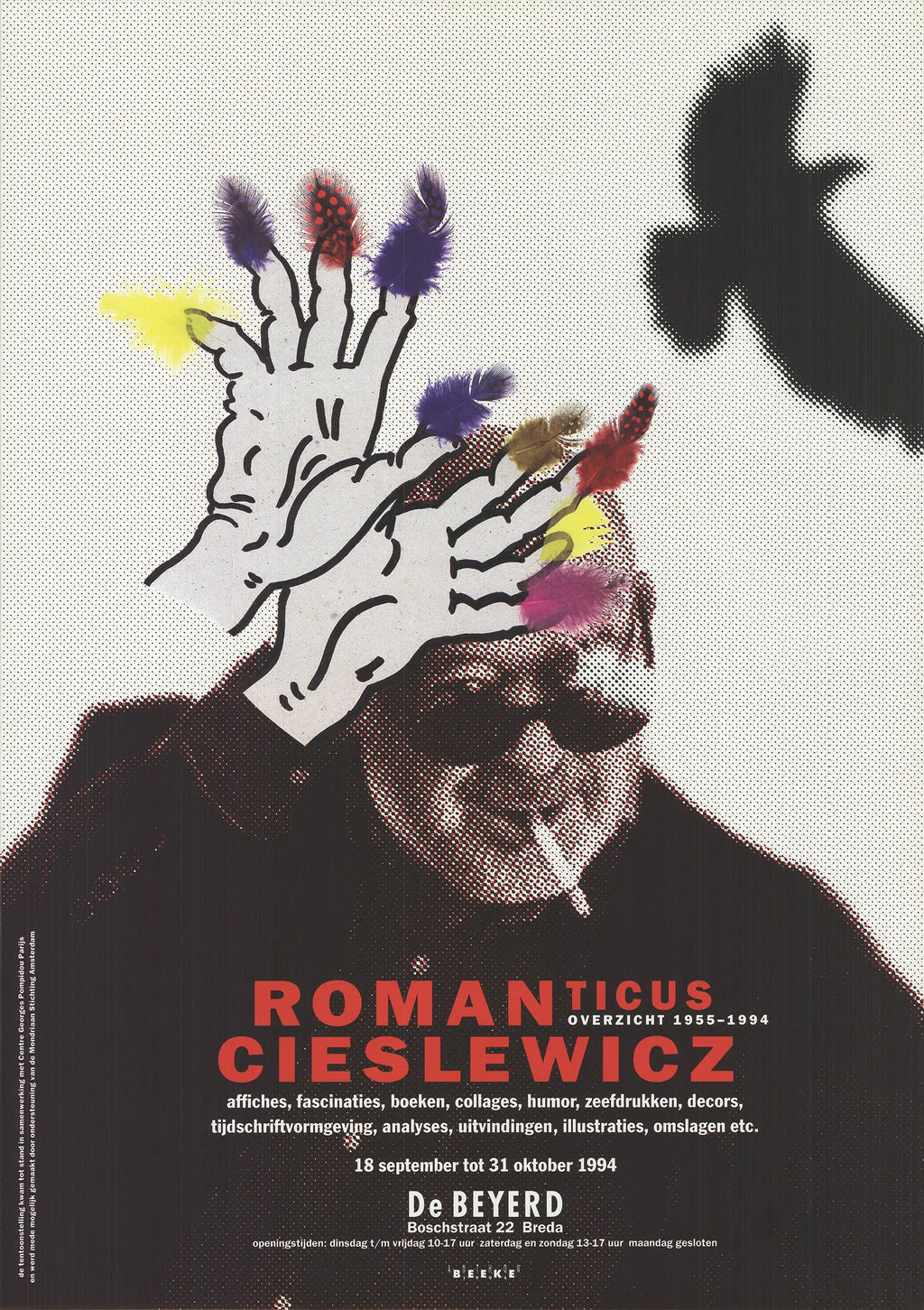 Roman Cieslewicz exhibition poster art print showcasing his overview from 1955 to 1994, featuring bold graphic design elements.