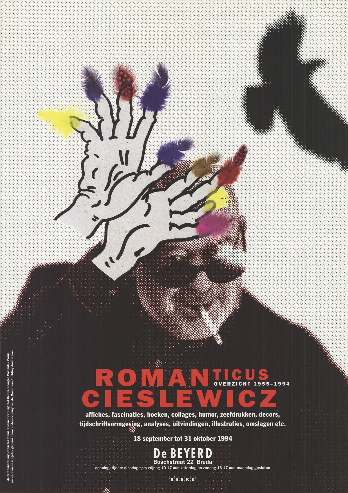 Roman Cieslewicz exhibition poster art print showcasing his overview from 1955 to 1994, featuring bold graphic design elements.