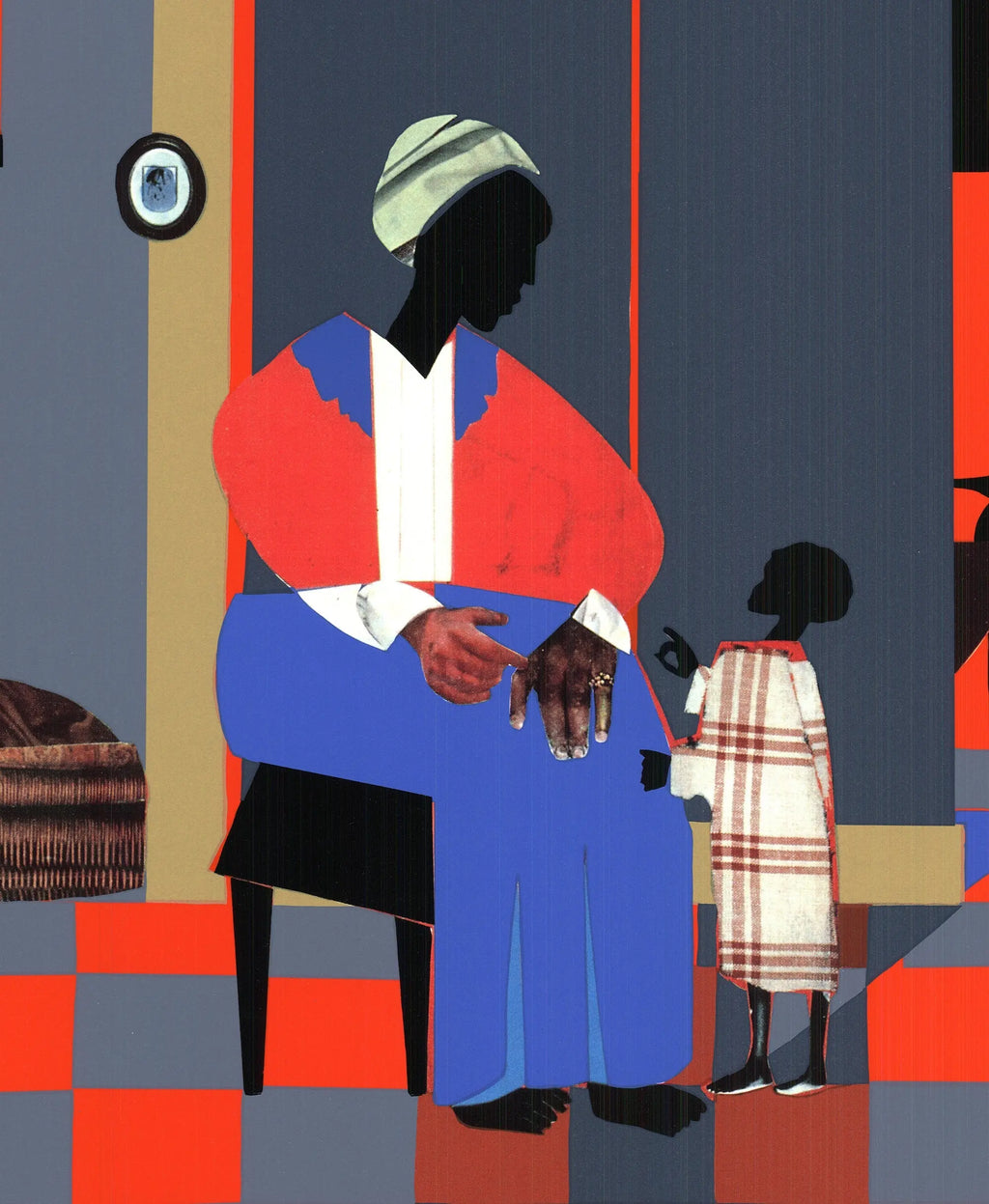 Romare Bearden Early Carolina Morning 1995 fine art serigraph poster featuring vibrant colors and detailed cityscape scene.