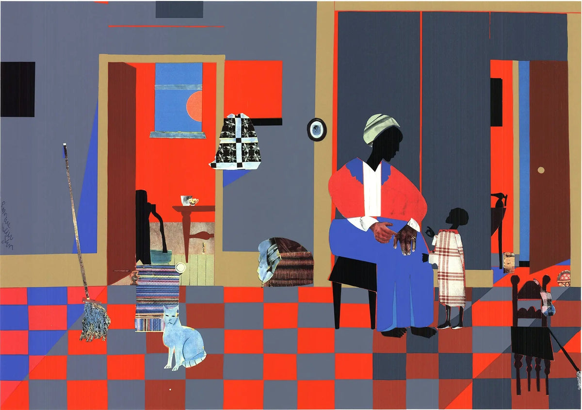 Romare Bearden Early Carolina Morning 1995 fine art serigraph poster showcasing vibrant, detailed artwork by Romare Bearden.