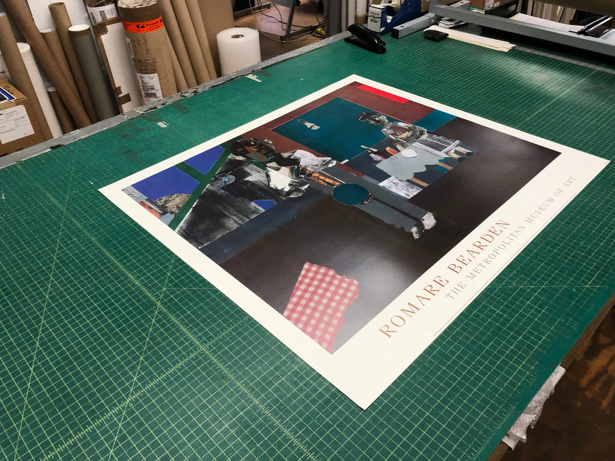 Romare Bearden The Woodshed 1999 offset lithograph art poster featuring vibrant colors and detailed scene by Romare Bearden.