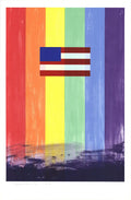 Signed limited edition screenprint art by Ross Bleckner featuring the 1993 Gay Flag design, showcasing vibrant colors and fine details.