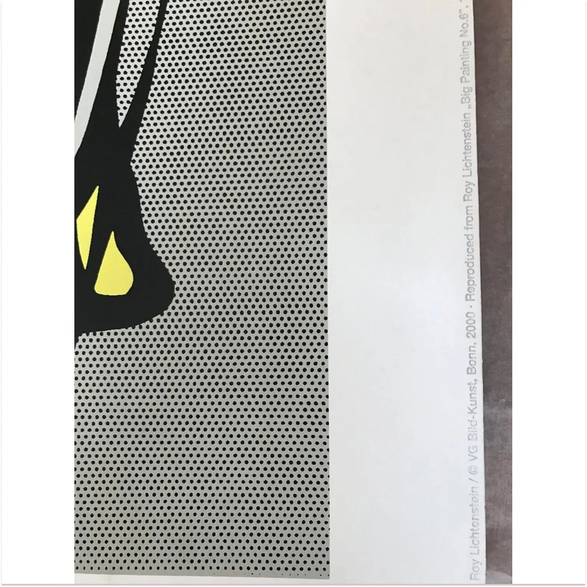 Limited edition Roy Lichtenstein silkscreen print of Big Painting No. 6, featuring bold comic-style artwork on high-quality paper.