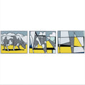 Limited edition Roy Lichtenstein pop art print featuring an abstract cow design in vibrant comic book style.