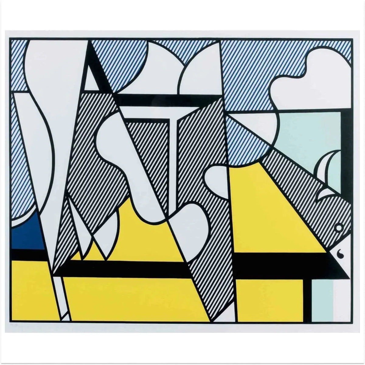 Limited edition Roy Lichtenstein pop art print of a cow going abstract, showcasing bold colors and classic comic style.