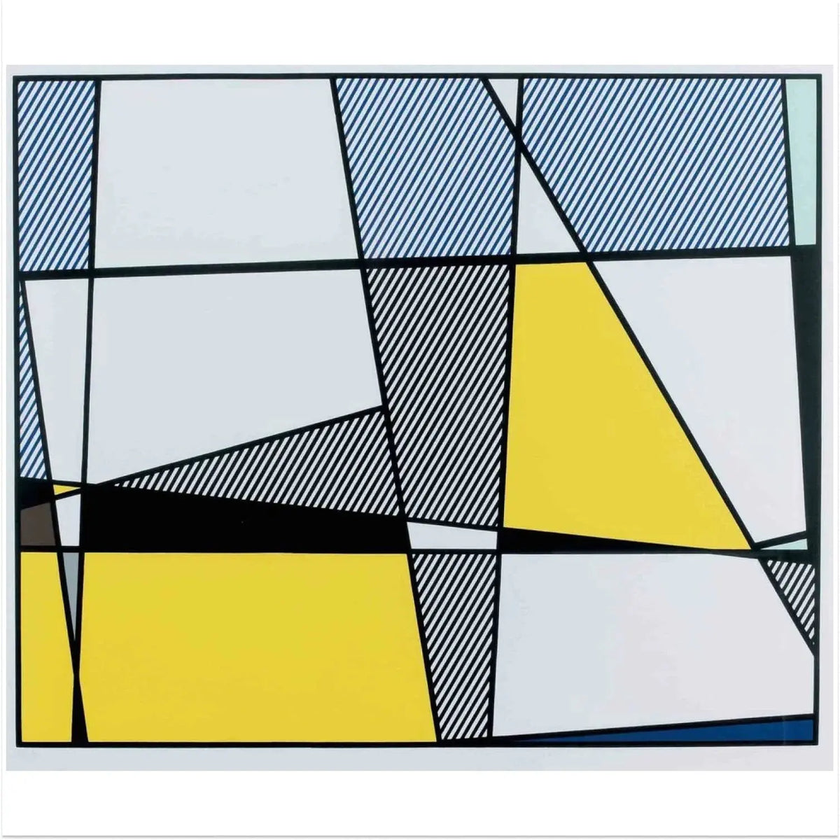 Limited edition Roy Lichtenstein pop art print of a cow going abstract, showcasing bold colors and graphic comic style.