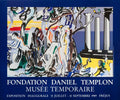 Roy Lichtenstein forest scene with figurines art poster from the 1989 exhibition, featuring vibrant comic-style imagery.