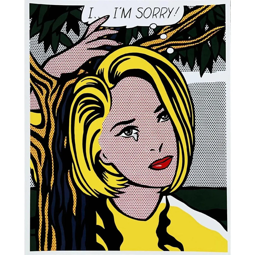 Limited edition Roy Lichtenstein art print titled "I... I'm Sorry" featuring bold comic-style imagery and vibrant colors.