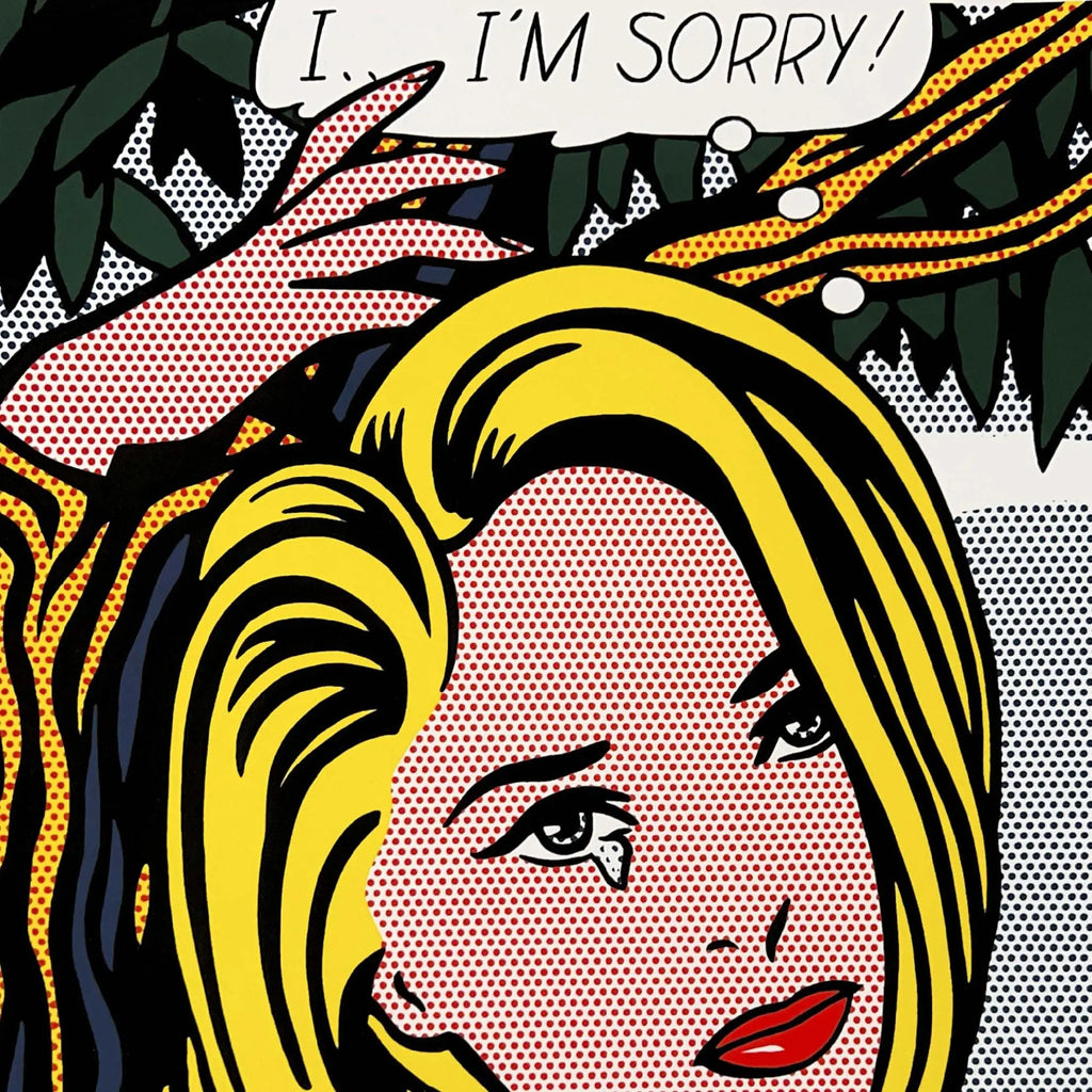 Limited edition Roy Lichtenstein art print featuring his iconic comic style and the phrase "I'm Sorry."
