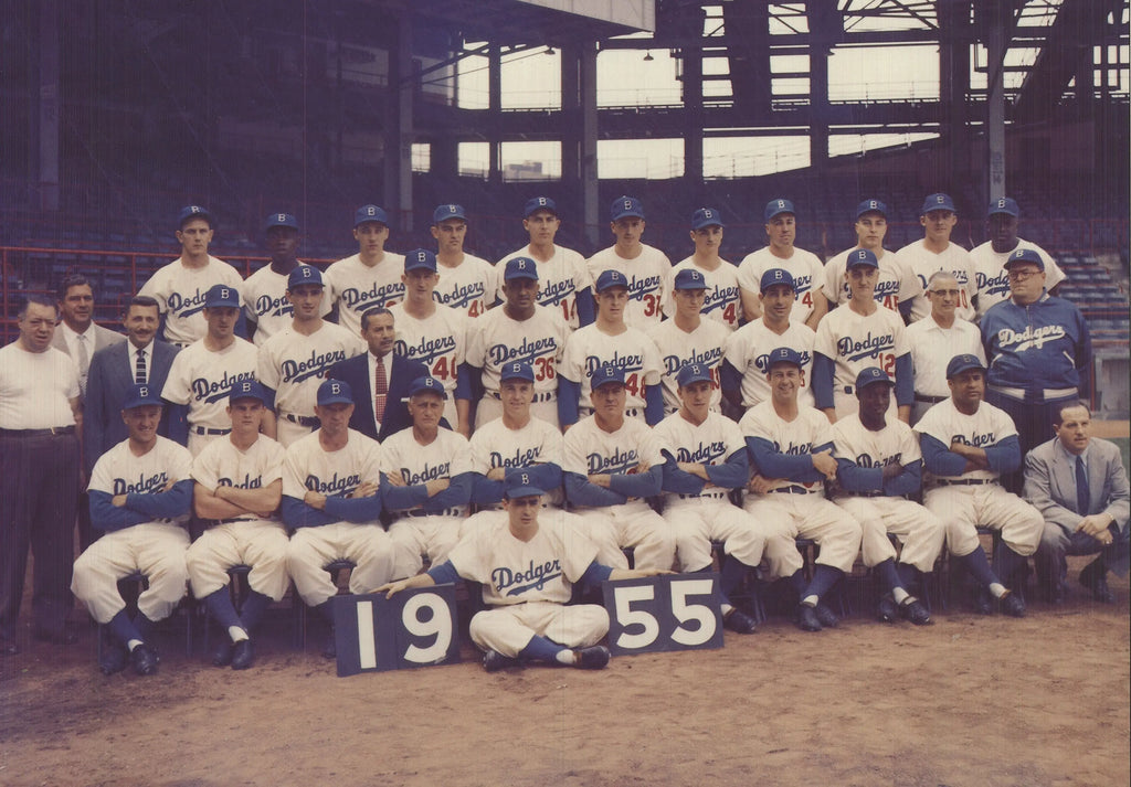 Rubin Pfeffer Brooklyn Dodgers 1955 World Champions art print poster featuring team logo and vintage design.