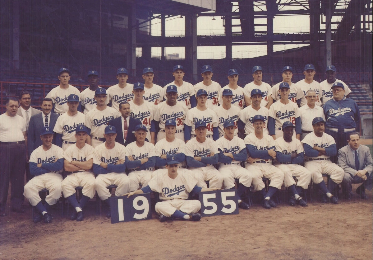 Rubin Pfeffer Brooklyn Dodgers 1955 World Champions art print poster featuring team logo and vintage design.
