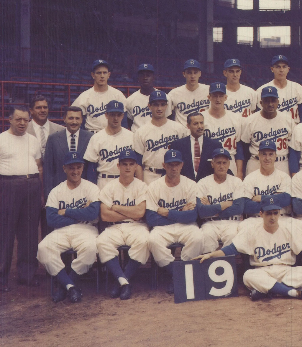 Rubin Pfeffer Brooklyn Dodgers 1955 World Champions art print poster featuring vintage baseball team imagery.