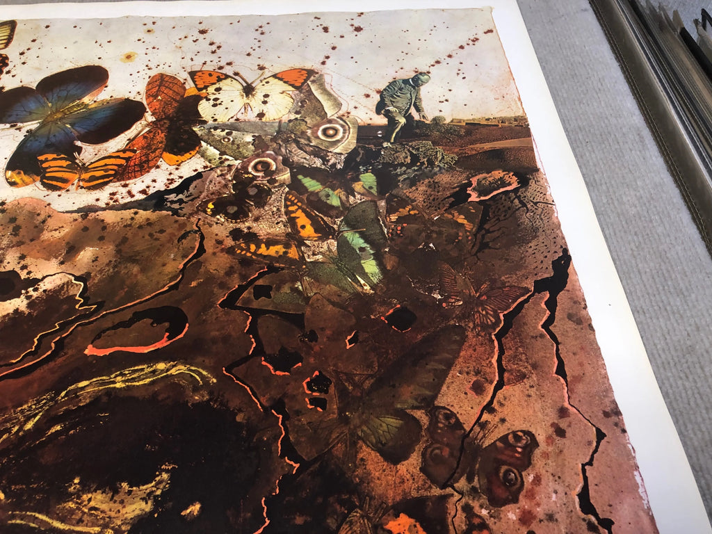 Vintage Salvador Dalí Auvergne 1970 French Railway lithograph poster, artwork featuring surrealist design and railway imagery.