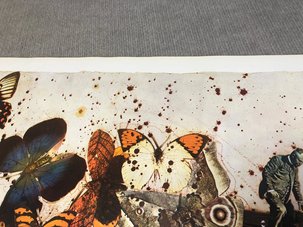 Vintage Salvador Dalí Auvergne 1970 French Railway lithograph poster featuring surreal artwork and vibrant train imagery.
