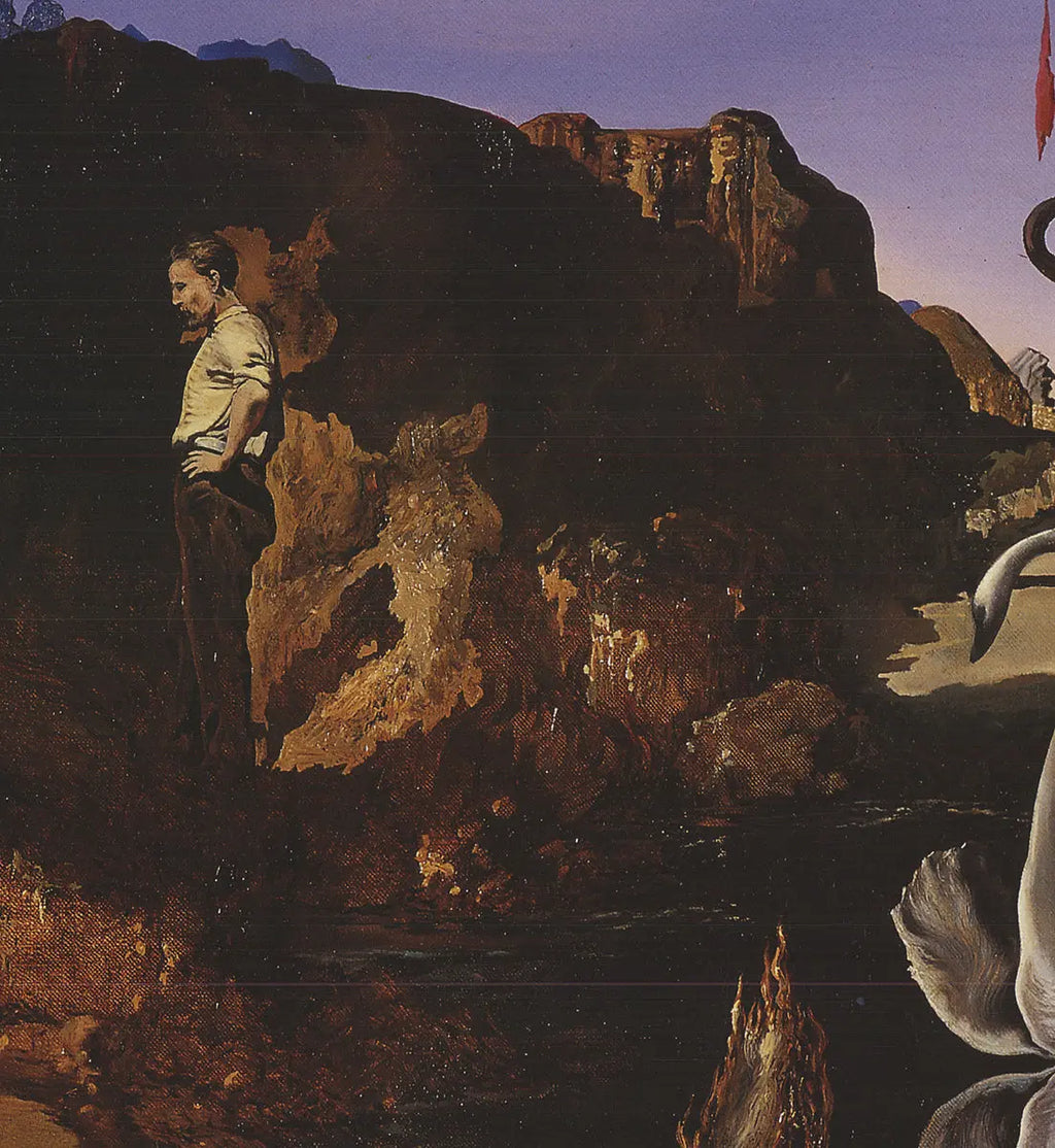 Salvador Dali Reflection of Elephants 2001 surrealist art lithograph poster featuring elephants and abstract reflections.