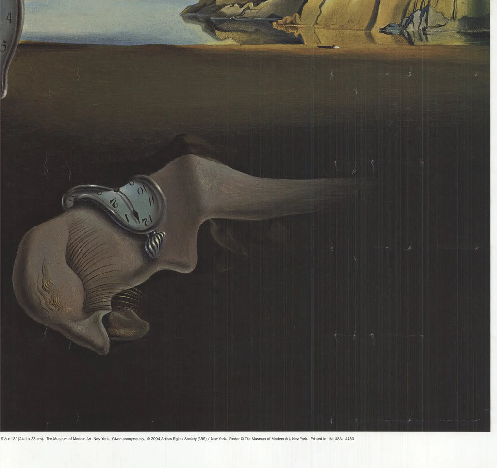 Salvador Dali The Persistence of Memory 2004 MoMA exhibition poster featuring surreal melting clocks and Dali's signature style