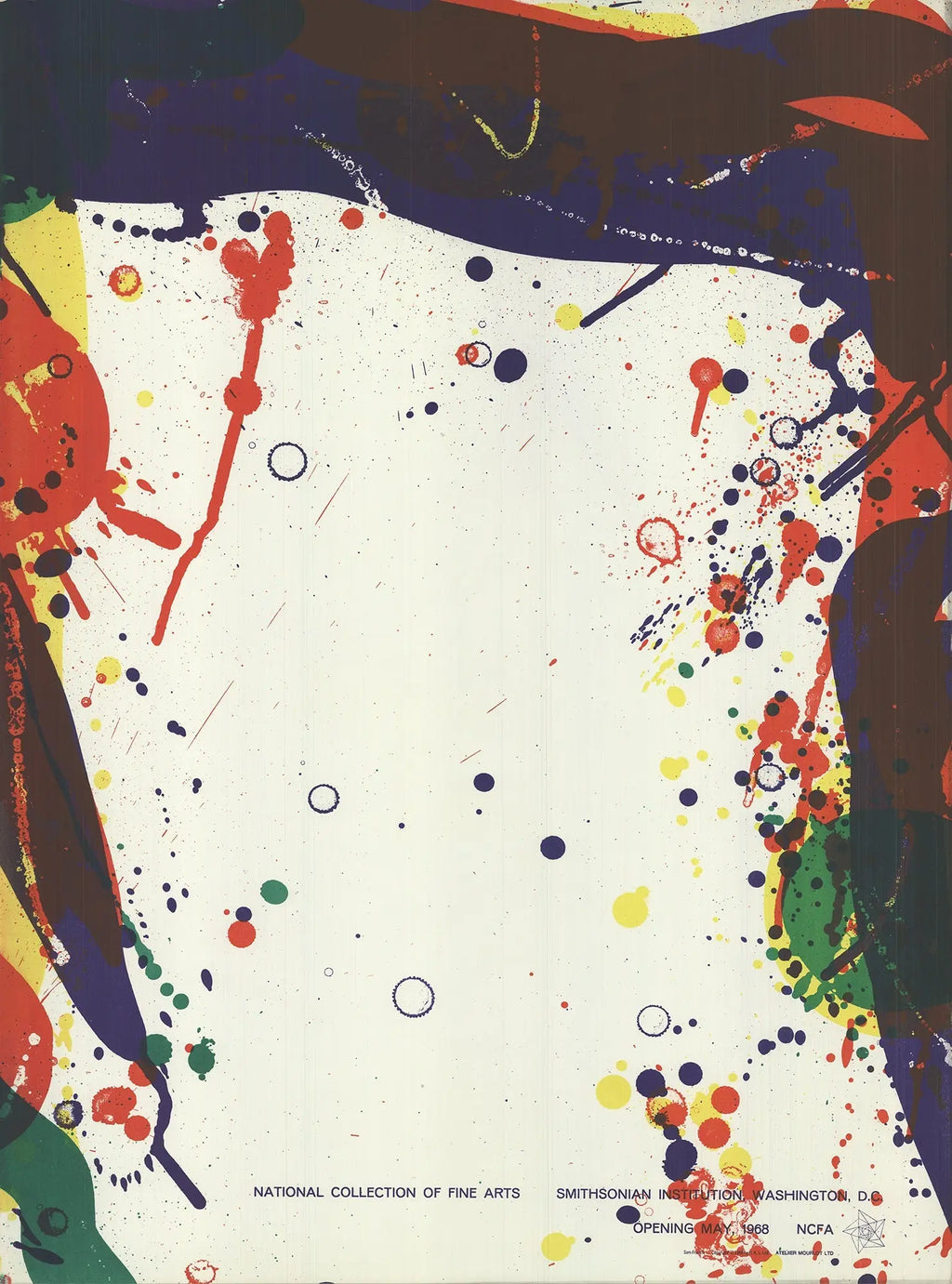 Sam Francis abstract lithograph from 1968, part of the National Collection of Fine Arts, showcasing vibrant colors and modern art style.
