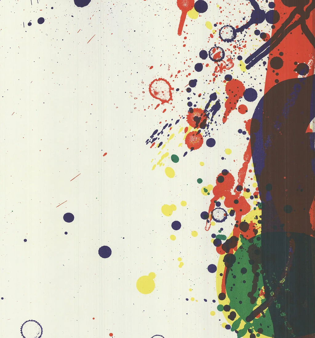 Abstract lithograph by Sam Francis from the 1968 National Collection of Fine Arts, featuring vibrant colors and dynamic shapes.