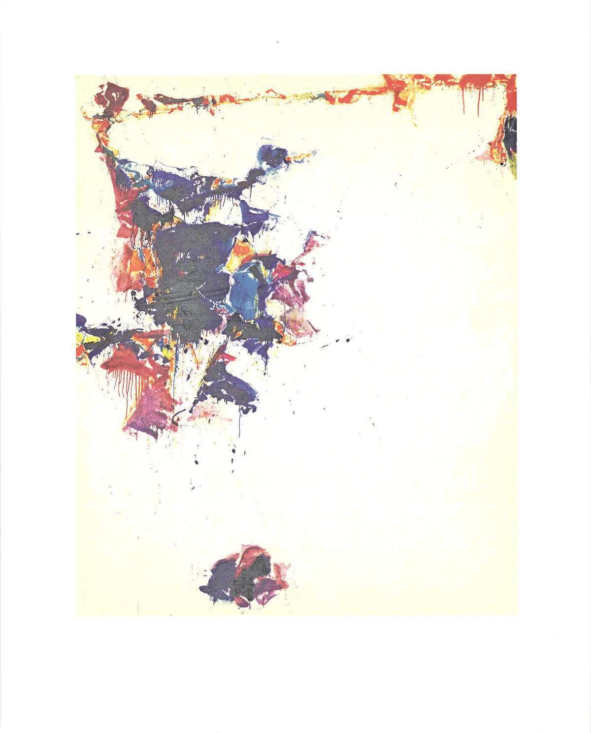 Abstract serigraph art print by Sam Francis titled The Whiteness of the Whale, featuring bold white and blue brushstrokes.