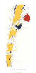 Abstract expressionist serigraph art print by Sam Francis, titled Untitled 1985, featuring vibrant colors and dynamic brushstrokes.