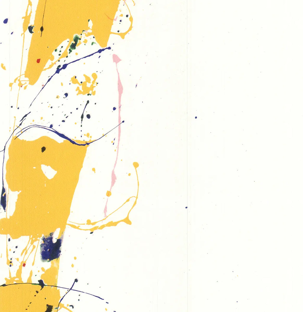 Abstract expressionist serigraph art print by Sam Francis titled "Untitled" from 1985, featuring vibrant colors and dynamic brushstrokes.