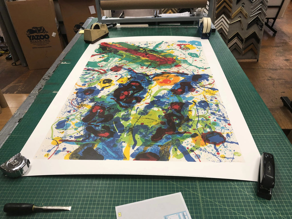 Large Sam Francis Untitled SF-341 offset lithograph art print, vibrant abstract artwork on high-quality paper.
