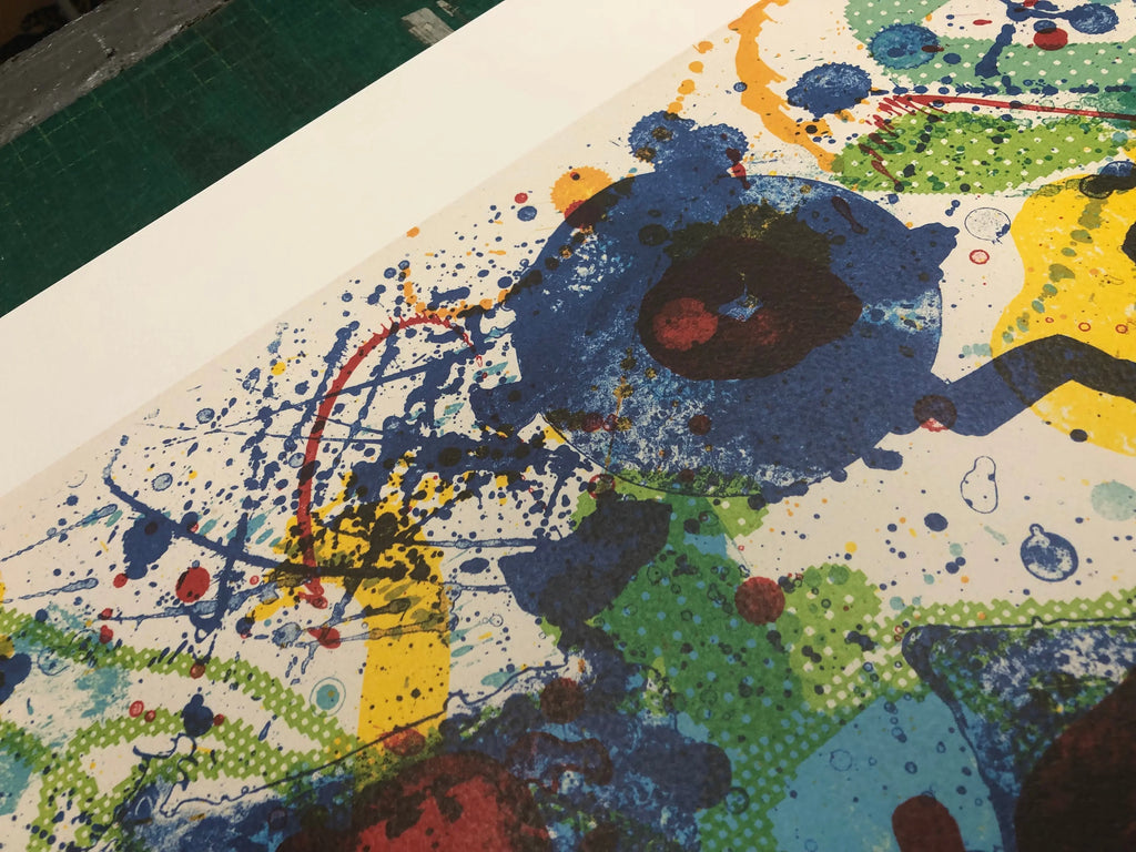 Large Sam Francis Untitled SF-341 offset lithograph art print, vibrant abstract artwork in a large format.