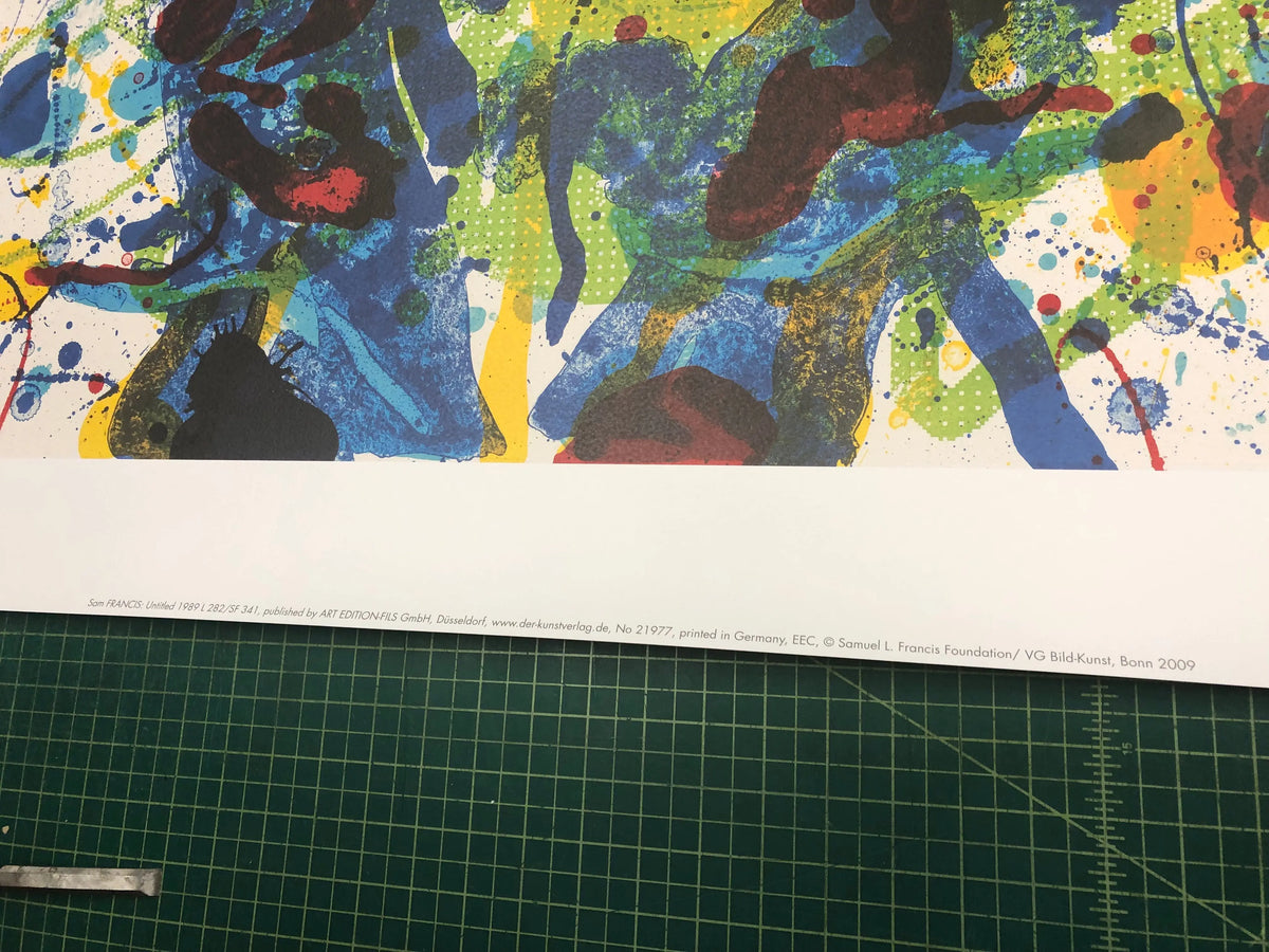 Large Sam Francis Untitled SF-341 offset lithograph art print, vibrant abstract modern artwork with bold colors.