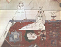 Limited edition Saul Steinberg Persian rug offset lithograph from 1977, featuring intricate design and vibrant colors.