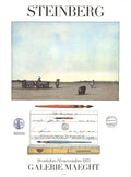 Original Saul Steinberg lithograph poster featuring crayon and landscape artwork from the 1973 exhibition.