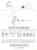 Saul Steinberg Louisiana 1968 original offset lithograph exhibition poster showing abstract artwork and vintage design elements.