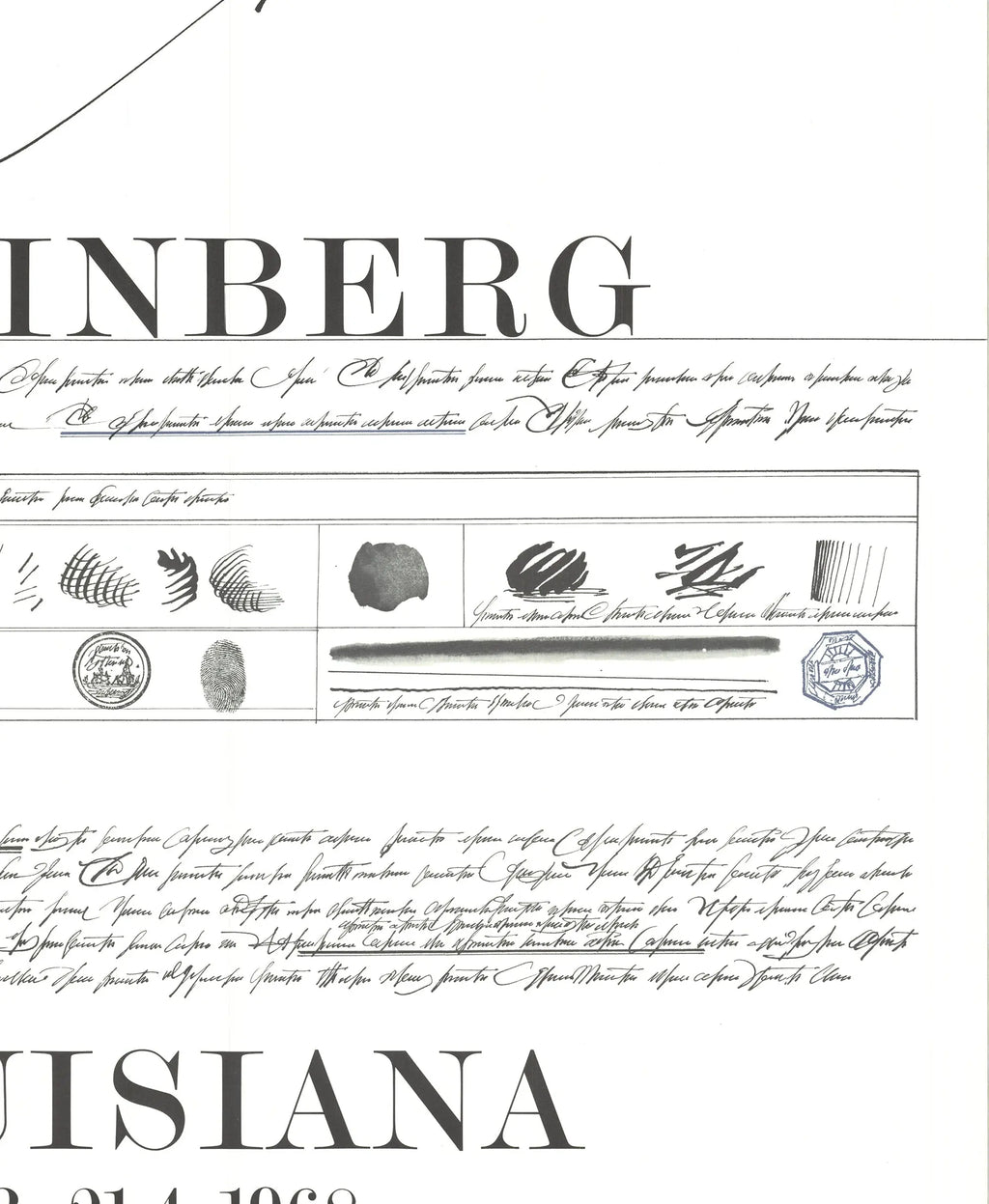 Saul Steinberg Louisiana 1968 original offset lithograph exhibition poster featuring abstract artwork and bold typography.