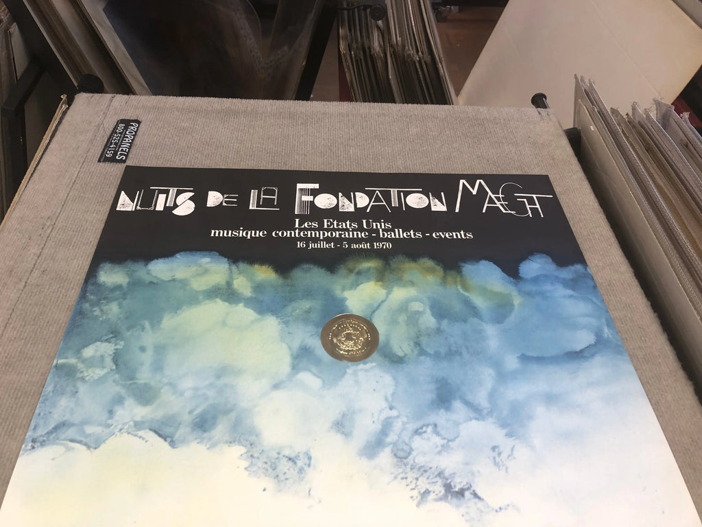 Vintage Saul Steinberg lithograph poster titled "Nuits De La Fondation 1970" featuring abstract artwork and bold graphic design.