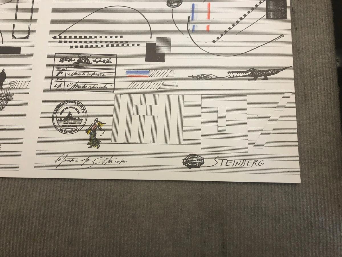 Vintage Saul Steinberg lithograph poster titled "Nuits De La Fondation 1970," featuring abstract artwork in a classic print style.