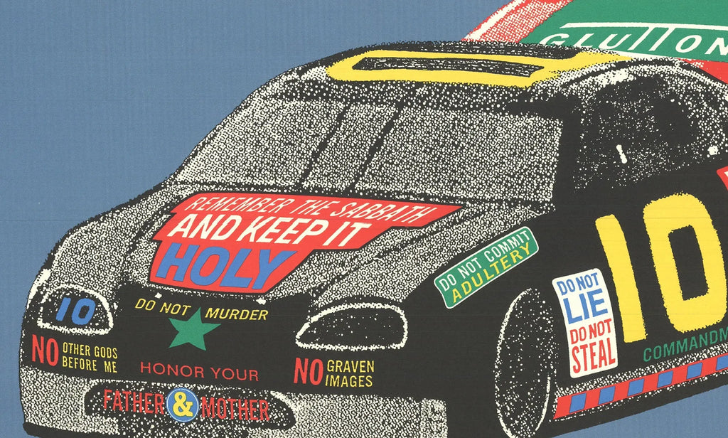 Seymour Chwast Cars VIII 1996 original offset lithograph art poster featuring colorful vehicle illustrations.
