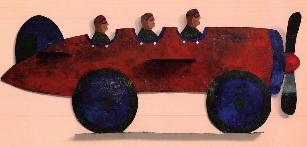 Original Seymour Chwast Cars XI 1996 offset lithograph art poster featuring vibrant automotive illustrations and bold graphic design.